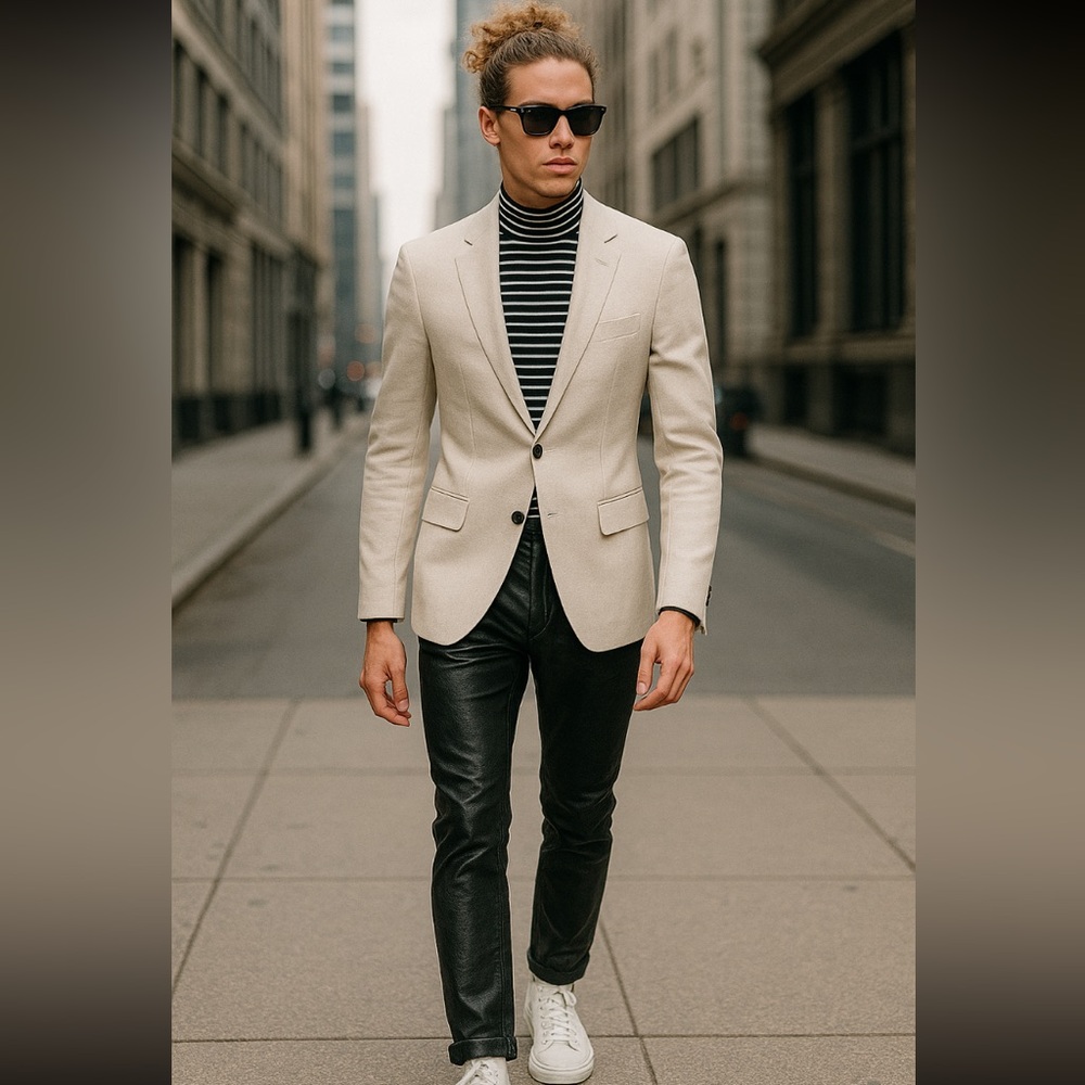Men's White Linen Jacket